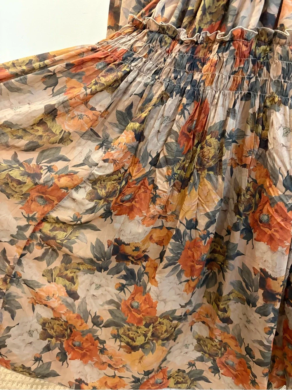 PROMESA Wandering Rose Smocked Floral Chiffon Midi Dress Flowy Fairy Core Dress_9